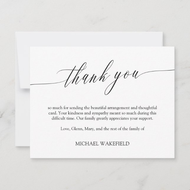 Delicate Script Sympathy Thank You Card (Front)