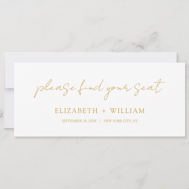 Delicate Script Wedding Table Seating Header Card (Front)