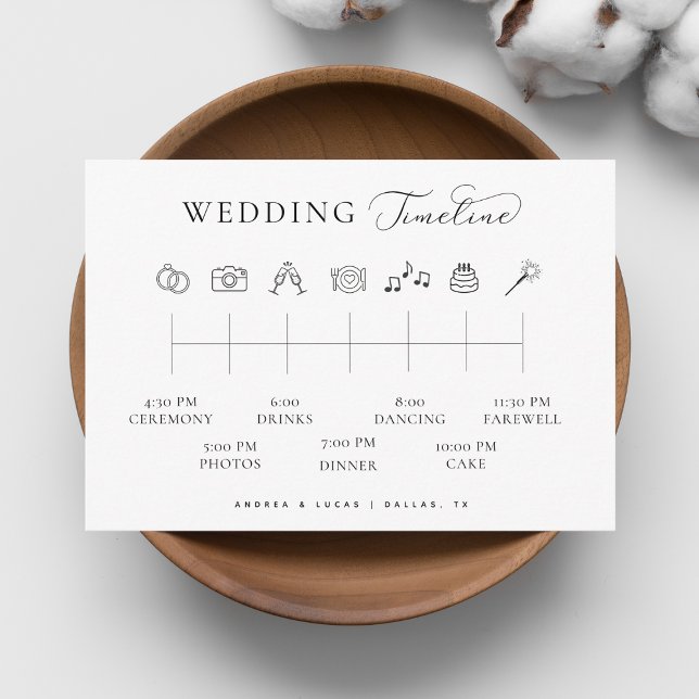 Delicate Script Wedding Timeline Order of Events Enclosure Card (Creator Uploaded)