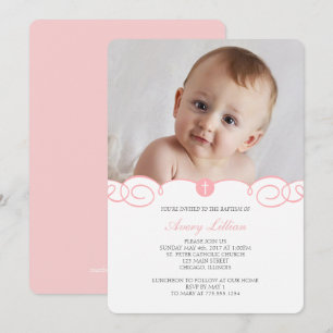 Delicate Scroll Baptism Invitation