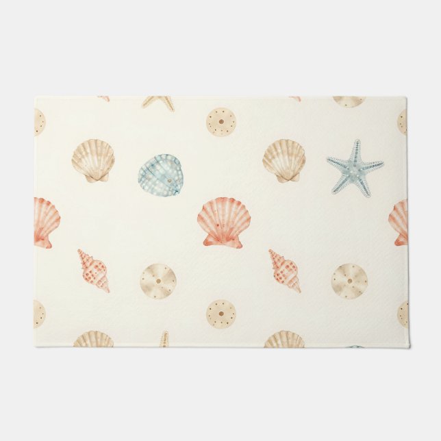 Delicate Seashells Seamless Pattern Doormat (Front)