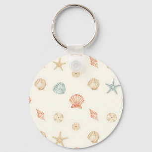 Delicate Seashells Seamless Pattern Keychain