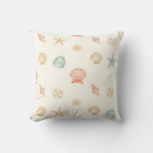 Delicate Seashells Seamless Pattern Throw Pillow