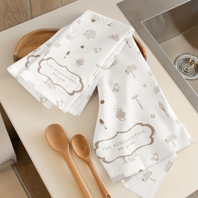 Délicate Serviette de thé Monogramme du jardin de  (Créateur téléchargé)