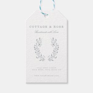 Delicate Shabby Cottage Hand Drawn Floral Wreath Gift Tags