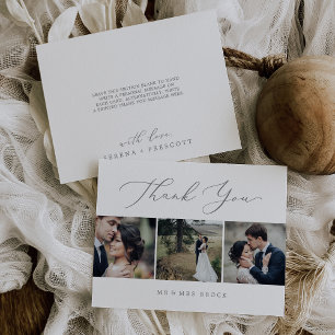 Delicate Silver 3 Photo Printable Thank You Card