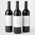 Delicate Silver Calligraphy Bridesmaid Proposal Wine Label<br><div class="desc">This delicate silver calligraphy bridesmaid proposal wine label is perfect for a modern wedding. The romantic minimalist design features lovely and elegant silver grey typography on a white background with a clean and simple look.</div>