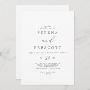 Delicate Silver Calligraphy Casual Wedding Invitation