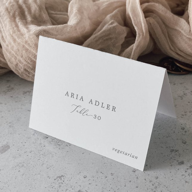 Delicate Silver Calligraphy Menu Option Place Card (Creator Uploaded)