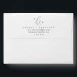 Delicate Silver Calligraphy Monogram Wedding Envelope<br><div class="desc">This delicate silver calligraphy monogram wedding envelope is perfect for a modern wedding. The romantic minimalist design features lovely and elegant silver grey typography on a white background with a clean and simple look. Personalize the envelope flap with your monogram and return address.</div>