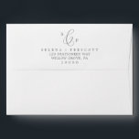 Delicate Silver Calligraphy Monogram Wedding Envelope<br><div class="desc">This delicate silver calligraphy monogram wedding envelope is perfect for a modern wedding. The romantic minimalist design features lovely and elegant silver grey typography on a white background with a clean and simple look. Personalize the envelope flap with your monogram and return address.</div>