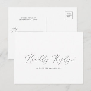 Delicate Silver Calligraphy Song RSVP Postcard