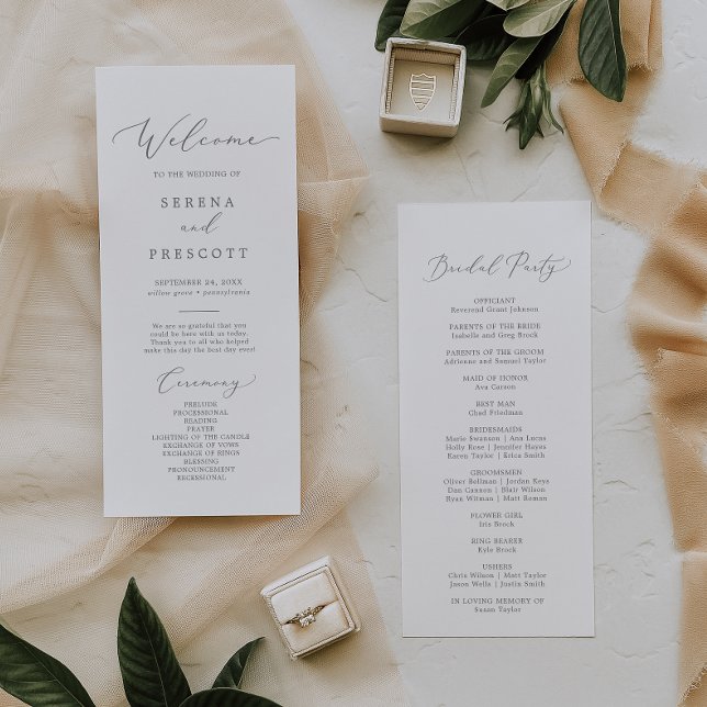 Delicate Silver Calligraphy Wedding Program (Creator Uploaded)
