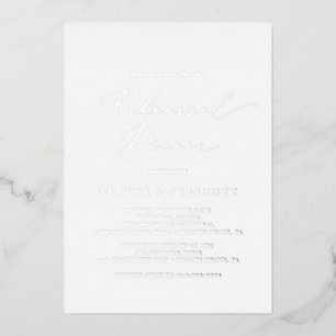 Delicate Silver Foil Calligraphy Rehearsal Dinner