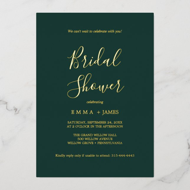 Delicate Silver Foil Grey Bridal Shower  (Front)