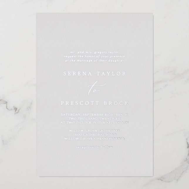 Delicate Silver Foil | Grey Traditional Wedding (Front)
