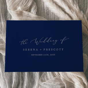 Delicate Silver Grey and Navy Monogram Wedding Guest Book