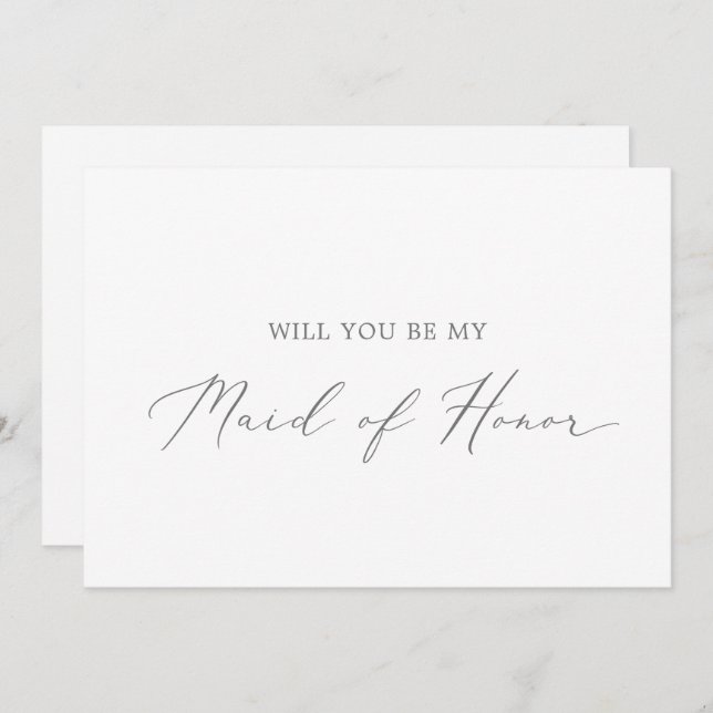 Delicate Silver Maid of Honour Proposal Card (Front/Back)