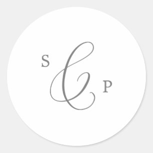 Delicate Silver Monogram Wedding Envelope Seals