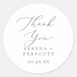 Delicate Silver Thank You Wedding Favour Sticker