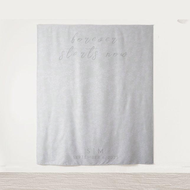 Delicate Silver Wedding Photo Backdrop Tapestry (Front)