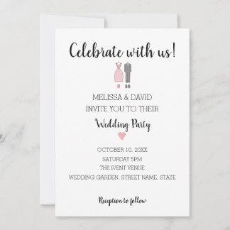 Delicate Simple Bride and Groom Wedding Invitation