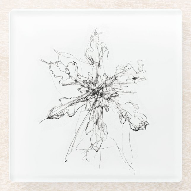 Delicate Single Snowflake  Glass Coaster (Front)