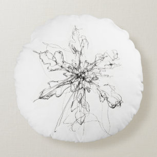 Delicate Single Snowflake Round Pillow