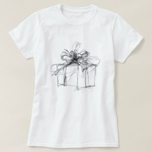 Delicate Sketch of Wrapped Christmas Present T-Shirt