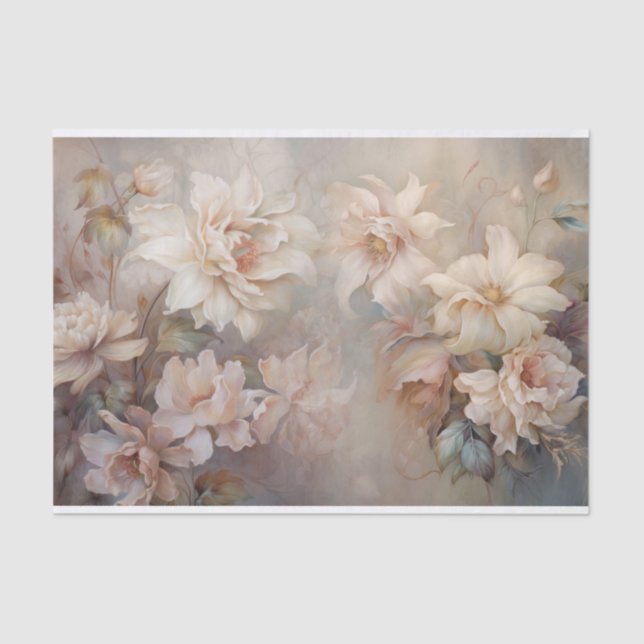 Delicate, Soft Beautiful Elegant Florals Decoupage Tissue Paper (Front)