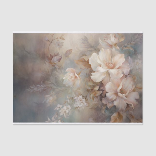 Delicate, Soft Beautiful Elegant Florals Decoupage Tissue Paper (Front)
