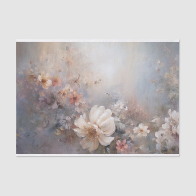 Delicate, Soft Beautiful Elegant Florals Decoupage Tissue Paper (Front)