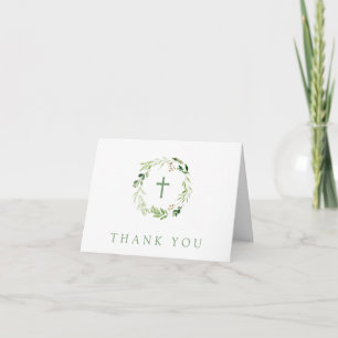 Delicate Soft Green Leaf Wreath Thank You Card