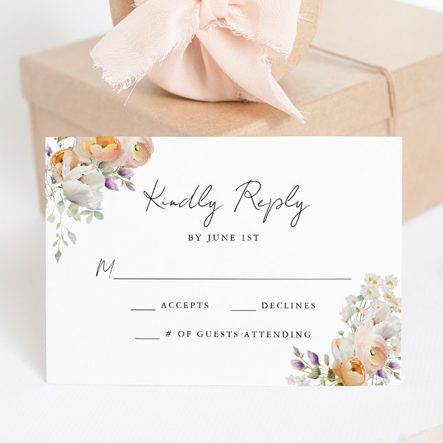 Delicate Spring Floral Wedding RSVP Card (Creator Uploaded)