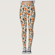 Delicate Spring Flowers Orange Floral Pattern 