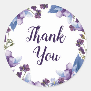 Delicate Spring Flowers Purple Floral Wedding Classic Round Sticker