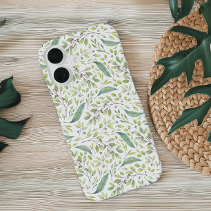 Delicate Spring Green Botanical Pattern iPhone 16 Case