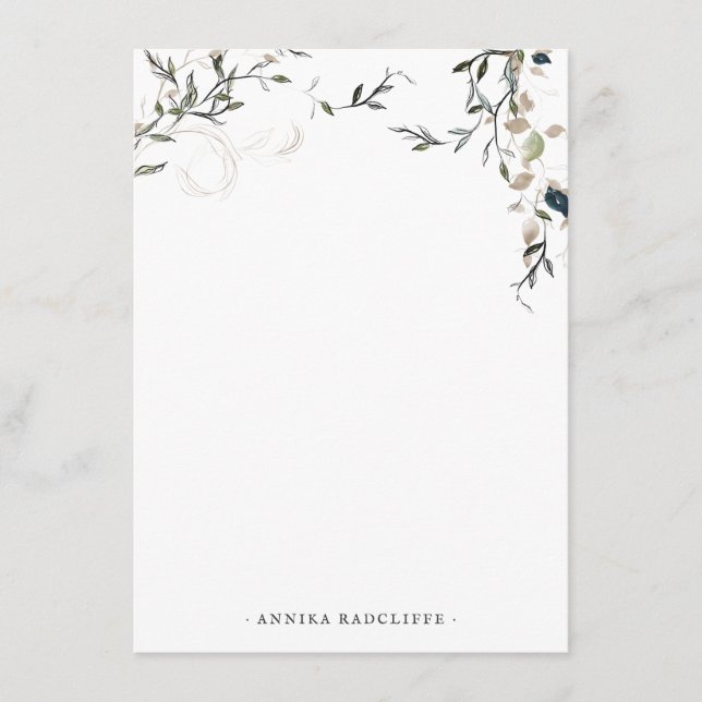 Delicate Spring Greenery | Personalized Stationery Enclosure Card (Front)