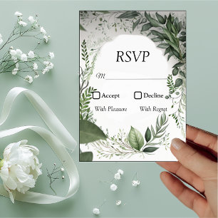 Delicate Spring Leaves Encircling Weddin RSVP Card