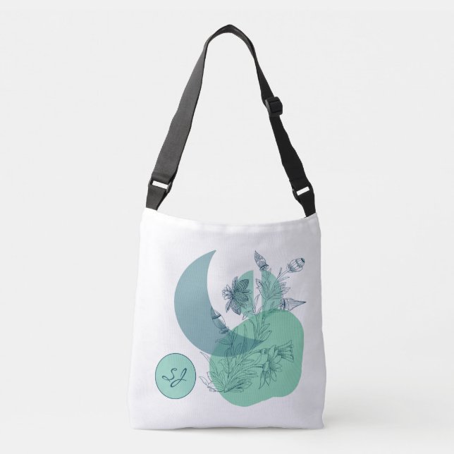 Delicate Springtime Floral Green Shaded Tote (Front)