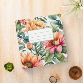 Delicate summer floral romantic pattern binder