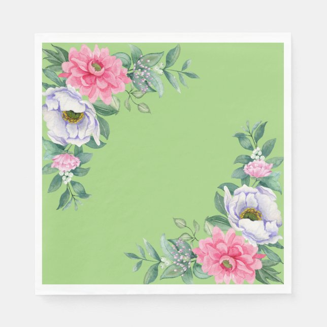 Delicate Summer Garden Party Flowers  Napkin (Front)