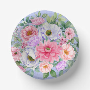 Delicate Summer Garden Party Flowers  Paper Plate
