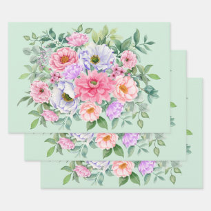 Delicate Summer Garden Party Flowers Wrapping Paper Sheet