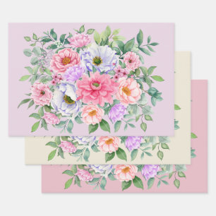 Delicate Summer Garden Party Flowers Wrapping Paper Sheet