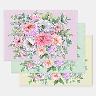 Delicate Summer Garden Party Flowers Wrapping Paper Sheet