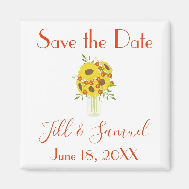 Delicate Sunflower Save the Date Magnet (Front)