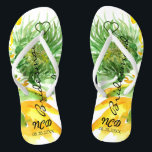 Delicate Sunflowers Bridesmaid Favour Monogram Flip Flops<br><div class="desc">You will love this beautiful hand painted watercolor of sunflowers. Great for your wedding Venues.</div>