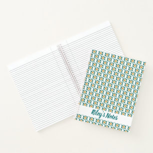 Delicate Teal Floral Name Notebook