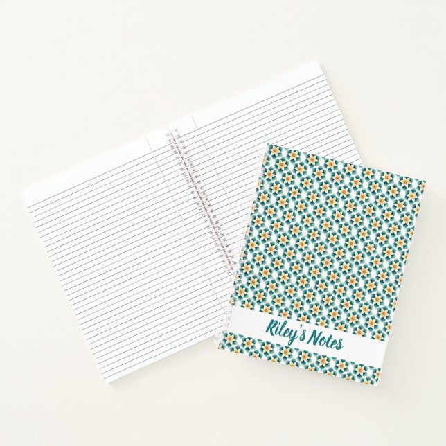 Delicate Teal Floral Name Notebook (Inside)